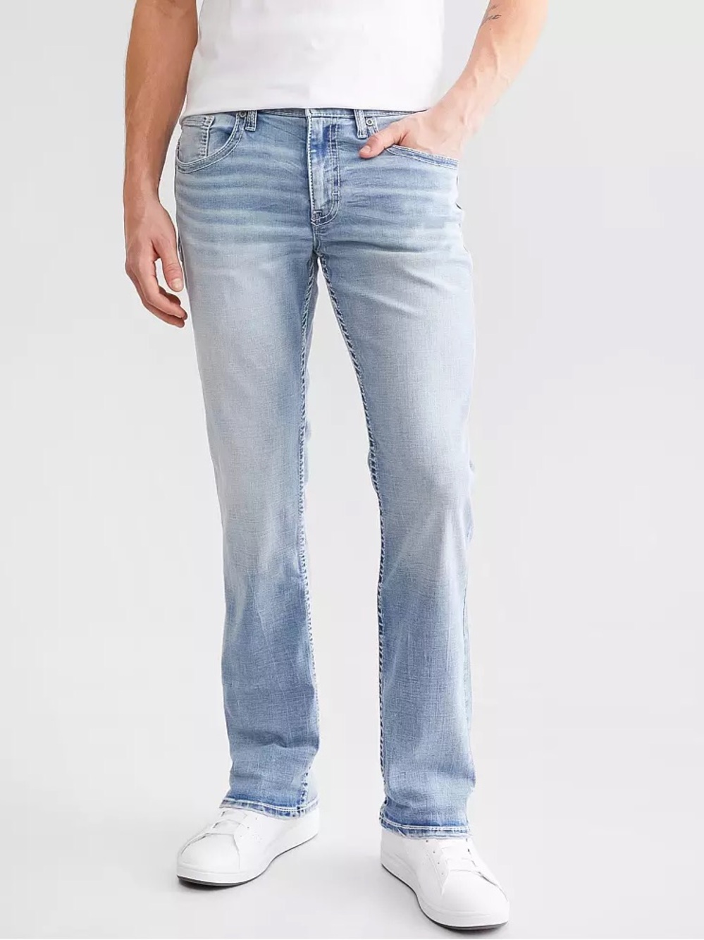 Light Wash Straight Leg Men’s Jeans - Blue